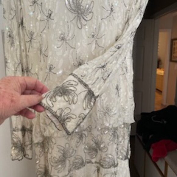 SCALA 100% Rayon Beaded Sequined Tiered Tea/cocktail length dress - Picture 4 of 7